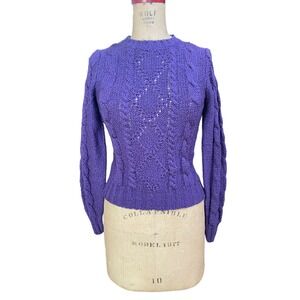 Vintage Marisa Christina Crewneck Pullover Cable Knit Sweater Purple Small